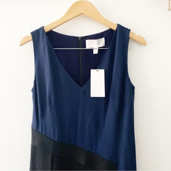 Boss by Hugo Boss V Neck Sleeveless A Line Dress Blue Black Size 6 New - Picture 9 of 10